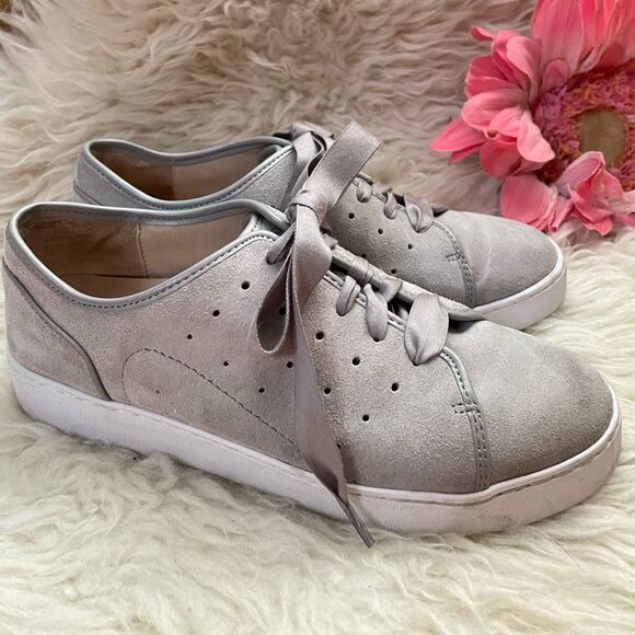 Vionic Keke Gray Suede Sneakers Ribbon Laces 7 - Picture 1 of 7